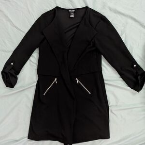 Soho Elegant Black Cardigan with Zipper Accents